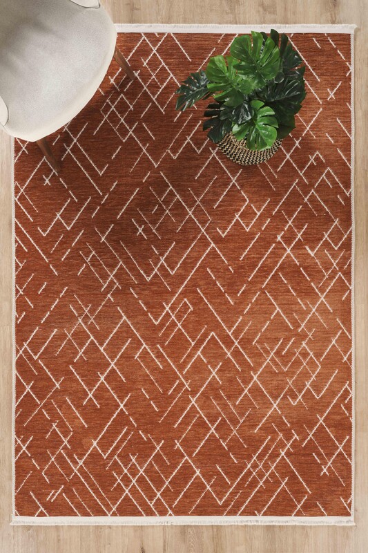 Kiremit Çizgili Şönil Kilim