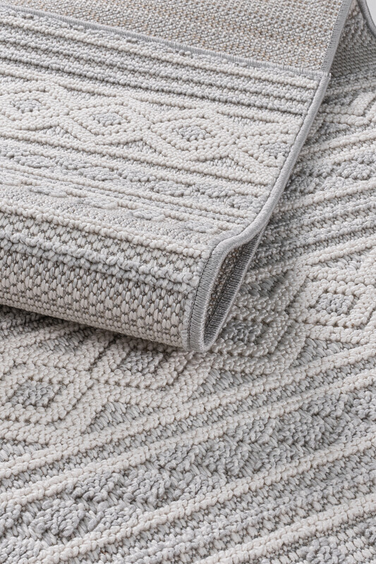 Bukleli Sisal Geometrik Gri