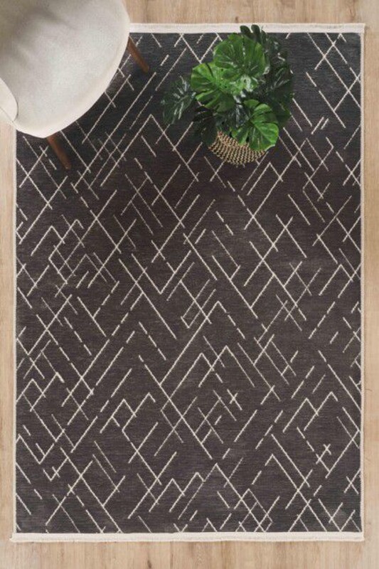 Antrasit Çizgili Şönil Kilim